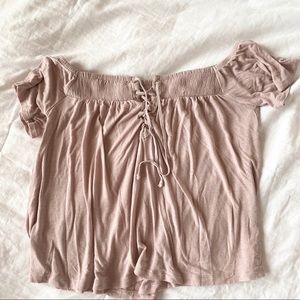 american eagle outfitters pink off the shoulder